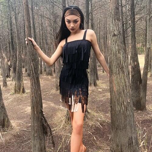 2021 Sexy Latin Fringed Dress Women Latin Practice Dance Dress Ballroom Chacha Samba Tango Latin Dance Competition Dresses