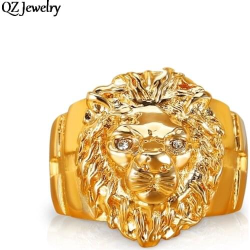 1pc Adjustable Golden Lion Head Ring Cool Boy Band Party Lion Ring Domineering Mens Gift Golden Lion Finger Ring Unisex Jewelry