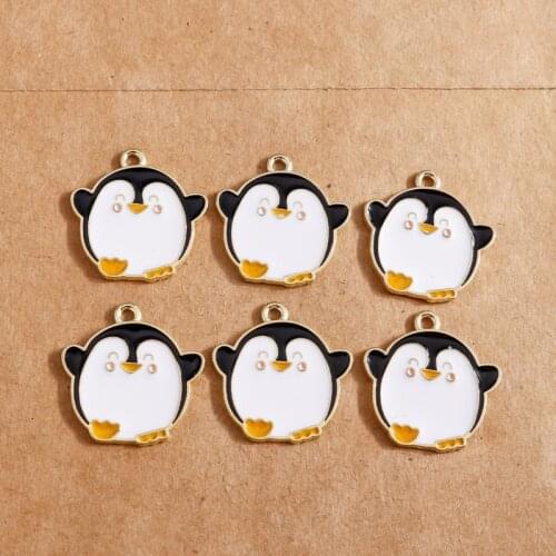 10pcs/lot Enamel Penguin Charms Cute Animals Pendants DIY Handmade for Girls Jewelry Making Accessories 21*22mm