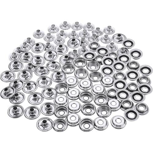 100pcs Stainless Steel Scew Snap Botton Kit Leather Canvas Fasteners Press Stud Snap Nut Kit 15mm DIY Handworking Supplies