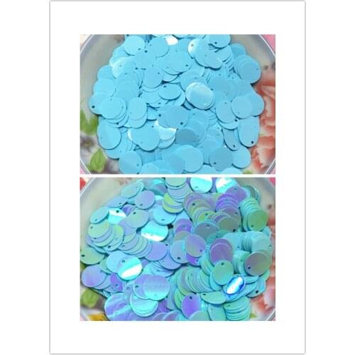 2000pcs Large Round Sequins 10mm PVC Flat With Side Hole DIY Costume Solid Light Acid Blue AB
