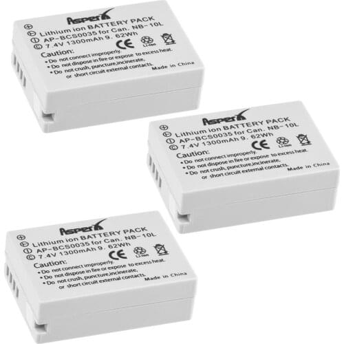 3Pcs 1300mAh NB-10L NB 10L Camera Battery for Canon SX40 HS SX40HS SX50 HS SX50HS G1 X G1X G15 G16 SX60 HS G3X Camera Batteries