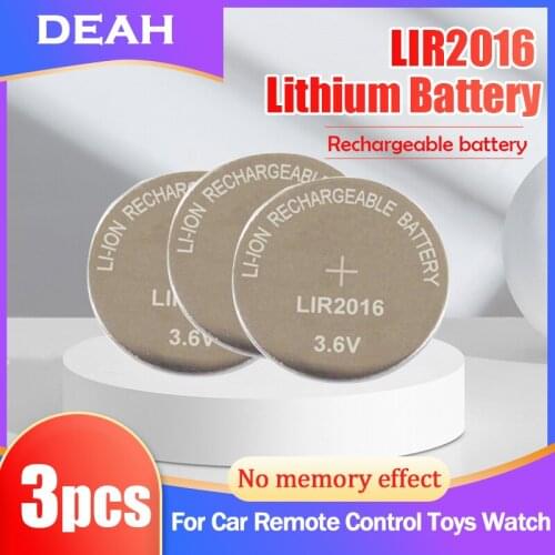 3PCS LIR2016 LIR 2016 3.6V Lithium Rechargeable Battery For Remote Control Watch Button Coin Cell Replaces CR2016 ML2016 BR2016