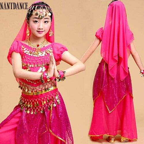 5pc/set Girl Belly Dance Set for Kid Dance Costumes Children Performance Kid Indian Stage Clothing Egypt Belly Dancing Costume