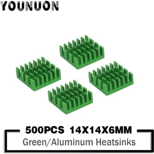 500Pcs Green14x14x6mm Radiator Aluminum Heatsink Extruded Profile Heat Dissipation For Electronic