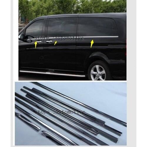 Car window accessories Cover Trim for Mercedes-Benz Vito 2016 2017 Styling ( 5370cm ABS Chrome ) ( 5140cm stainless steel )