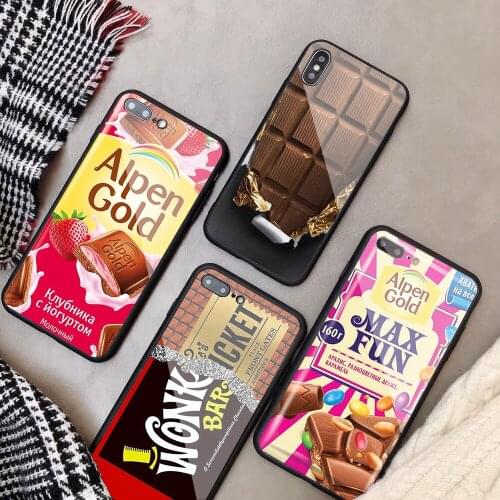 Alenka bar wonka chocolate Tempered Glass Phone Case For iPhone 6 6plus 7 plus 8 8plus 5 5S 5C SE For iPhone X XS XR XS Max
