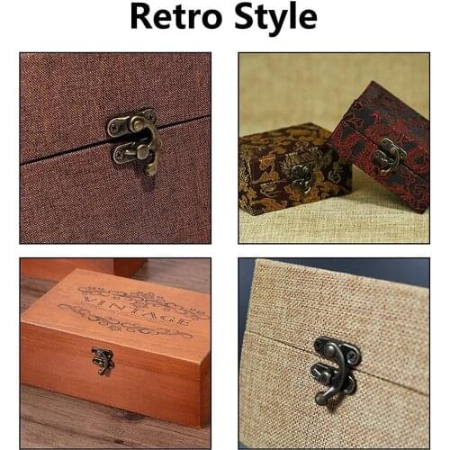 Antique Vintage Latch Catch Jewellery Box Hasp Pad Hinges Concealed Lock Accessories Hook Buckle Gift Chest Box K2H7