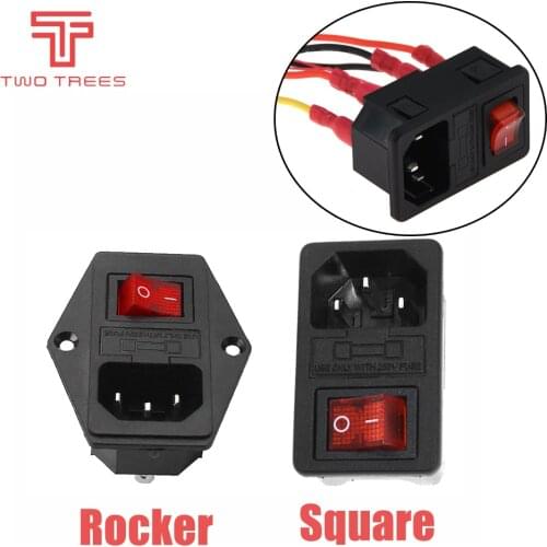 3D Printer Parts 220V/110V 6A Power Supply Switch Male Socket with Fuse for DIY Accessories