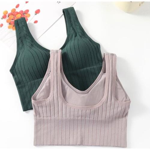 Seamless Women Wireless Bra Padded Sports Solid Color Crop Top U-Shaped Back Breathable Top Simple Lingerie