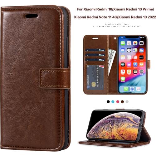 PU Leather Flip Case For Xiaomi Redmi 10 Card Holder Silicone Photo Frame Case Wallet Cover For Xiaomi Redmi 10 Business Case