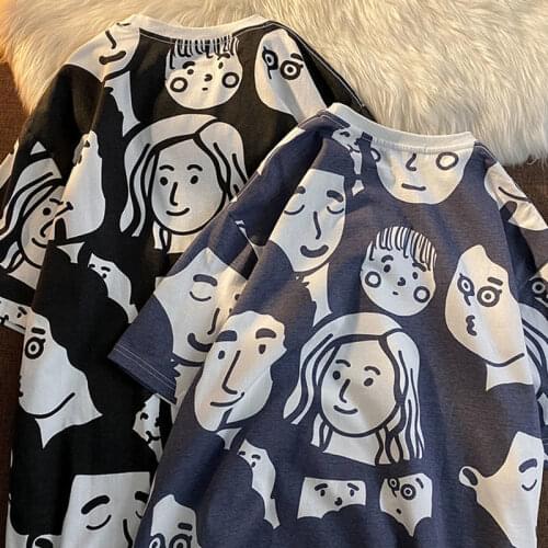 O-neck Hip Hop Cotton T-Shirt Women Oversize Fashion T Shirts Streetwear Summer Half Sleeve Casual Couple High Street Tshirt