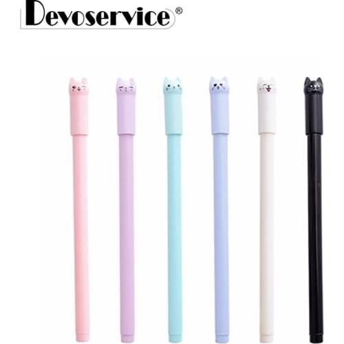 6Pcs Cats Gel Pen Cute Pen Stationary With Tail Clip School Supplies Gel Ink Pen Kids Gift School Stationary Office Supplies Pen