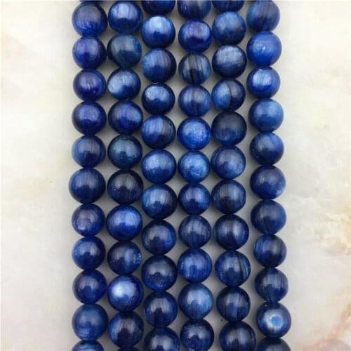Top Quality Smooth Blue Kyanite Loose Beads, Natural Cyanite Jewelry Making Spacer Findings,6 8 mm