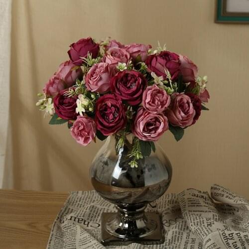 Artificial Flowers Peony Tea Rose Autumn Silk Fake Flowers For DIY Living Room Home Garden Wedding Decoration Peony Fake Flower