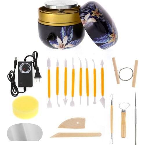 Professional Mini Electric Pottery Wheel Ceramic Machine 1500RPM Work Clay Art Craft DIY Clay Tool With Tray Children Gift
