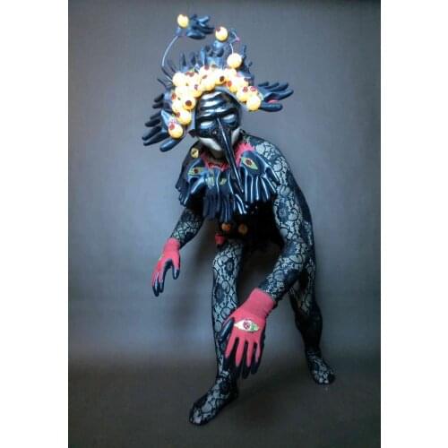 Halloween eyeball freak glove suit Nightclub Men Devil cosplay party costumes singer guest costume
