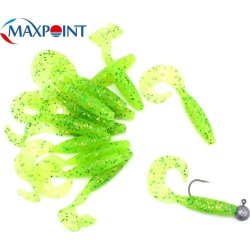 Small Grub Lures 5 cm Soft Bait PVC Baits 15pcs with UV color for Perch Bass Freshwater Fishing Lures Mini Baits Grub Worm RIG
