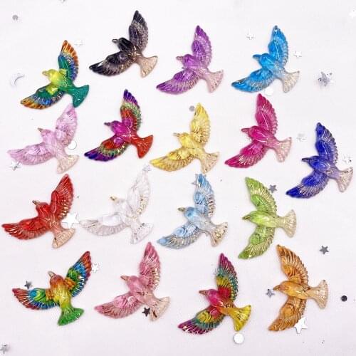 New Shiny Colorful Bird Flatback Rhinestone Appliques DIY 1 Hole Bead Wedding Decoration Home Craft Christmas Gift OD01
