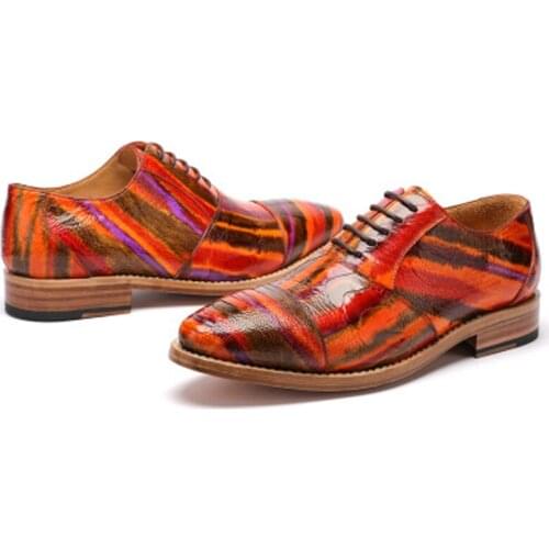 Hubu new arrival high-end custom-made ostrich leather Mens shoes Pure manual ostrich leather shoes trend new arrival