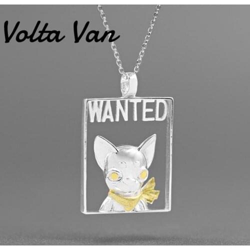 Volta Van 925 Sterling Silver Pendant Necklaces Fine Jewelry 2021 New Elegant Cute Funny Puppy Concise Original Design Necklaces