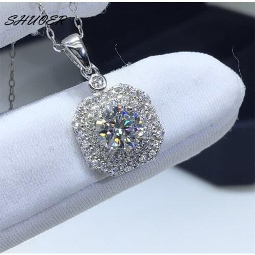Classic 100% 925 Sterling Silver 1 Carat Brilliant Cut Diamond Tester Pass D Color Moissanite Cushion Shape Pendant Necklace
