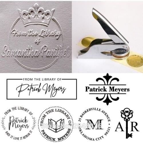 Custom Library Embosser Stamp,Personalized Embosser,Wedding wreath steel embosser,stamp,wedding logo seal, design your own logo