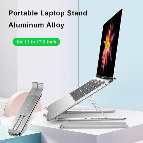 Portable Aluminum Alloy Laptop Stand 11 to 17.3 inch Notebook Silver Cooling Support Riser Angle Adjustable Computer Holder
