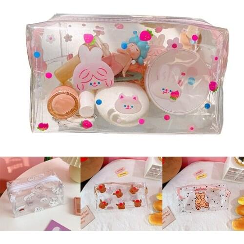 Transparent Plastic Organizer bags Cartoon Cosmetic Bags Makeup Protable Travel Waterproof Toiletry Wash Bathing Storage bags