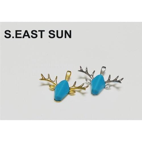 S.EAST SUN Womens fashion S925 Sterling Silver beautiful deer head pendant without chain Christmas gift