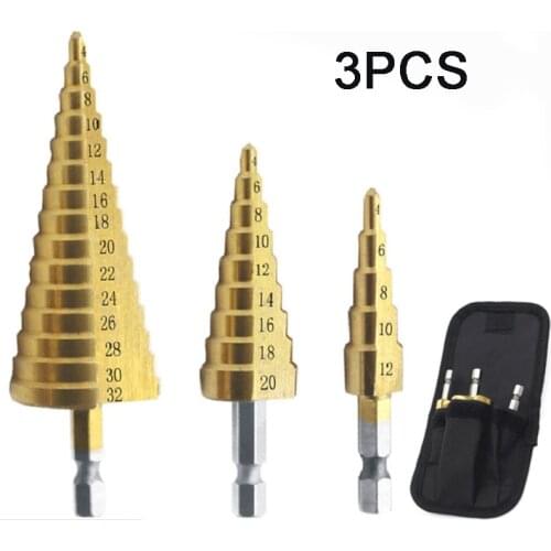4-32mm HSS Straight Groove Step Drill Bit Titanium Coated Wood Metal Hole Cutter Core Drilling Set For woodworking tools