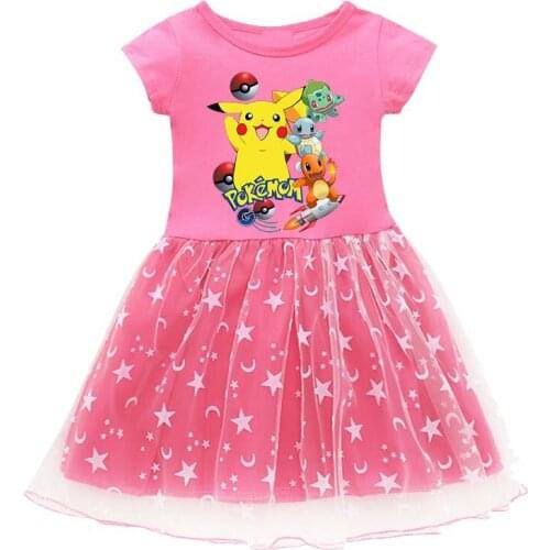 Girls' Knitted Dress 2021 girls autumn long sleeve cartoon print dress Christmas party star mesh stitched Princess anime Dress
