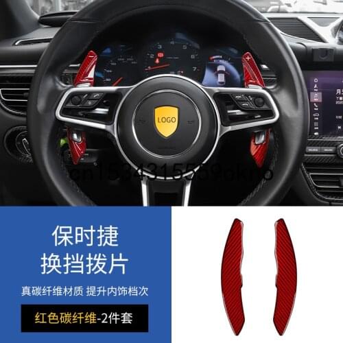 Carbon Fiber Car Steering Wheel Shift Paddle Add On Extension Shifter For Porsche Panamera Macan Cayenne 718 918 911 Black/Red