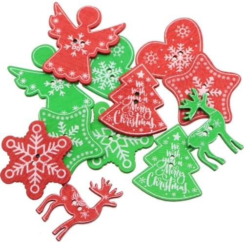 Christmas Deer 10PCS Wooden Buttons Clothing Decoration Wedding Decor Handmade DIY Crafts Scrapbooking For Sewing Accessories