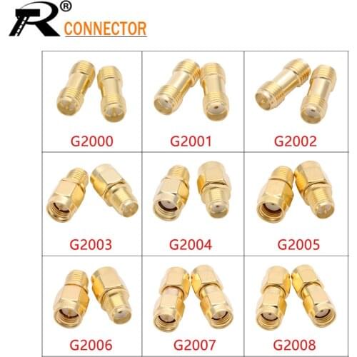 2PCS RP SMA Male Female to RP SMA Male Female Adapter RF Coax Coupling Nut barrel Connector Converter For WIFI 4G Antenna