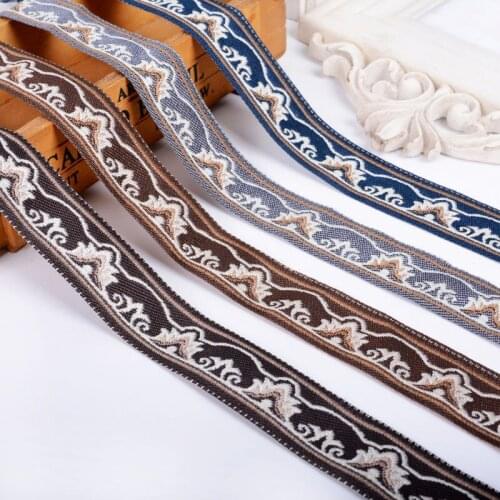 25Yards 3cm Embroidery Lace Woven Jacquard Ribbon Trims Pattern For Curtain Sofa Clothing Straps Accessory DIY Sewing Fabric