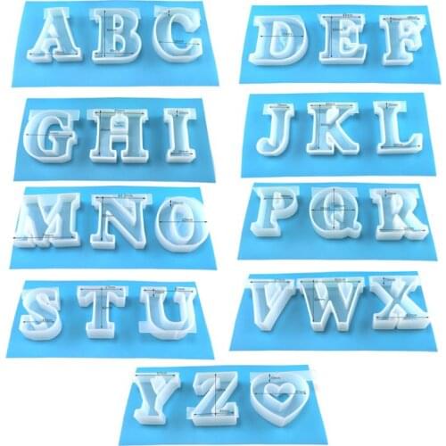 27 Pcs 6cm/2.4" Large English Letter Handmade Mold Resin Word Sign Mold Alphabet Silicone Resin Casting Molds DIY Resin Project