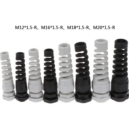 5pcs IP67 Waterproof M12/M16/M18/M20 Cable Gland Connector Plastic Flex Spiral Strain Relief Protector For 3-12mm Wire Thread