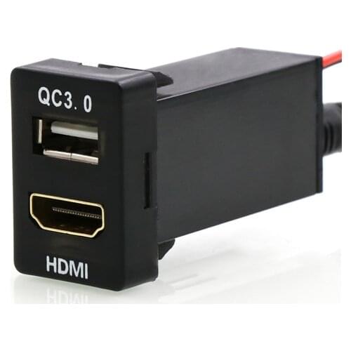 Car usb quick charger 3.0 for Toyota video input +USB 22x33mm suitable for Corolla, Corolla, Vios, Ralink, Yizhi 2008-2013