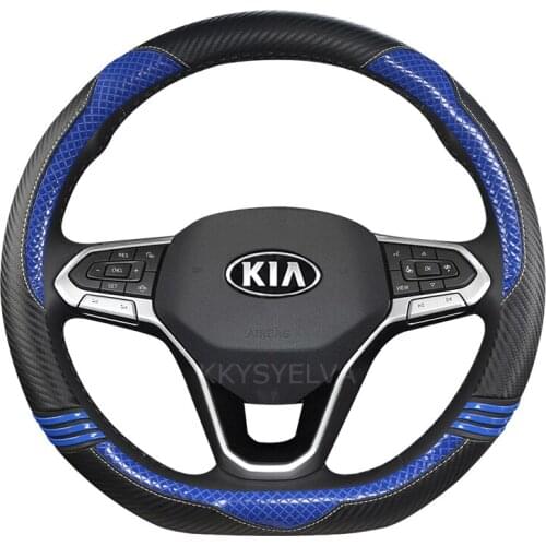Car Carbon Fiber Leather Car Steering Wheel Cover for Kia Picanto Sorento Forte Cerato Rio Soul K2 K3 Ceed Auto Accessories