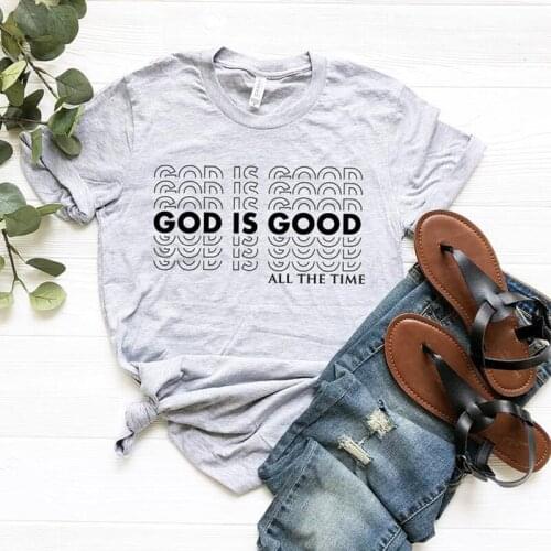 God Is Good Funny Letters Printed Women T Shirts Jesus Christian Clothes Church Religious Tshirt Cotton Plus Size Dropshipping