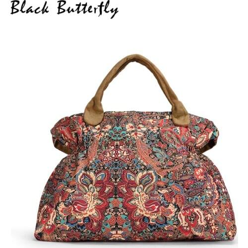 Black Butterfly Brand Canvas Tote Bag Women Handbags Female Designer Large Capacity Leisure Shoulder Bags Big Travel Bags 3158