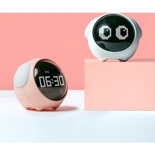 Creative Expression Alarm Clock Cartoon Childrens Bedside Digital Alarm Clock Multifunctional LED Night Light Clock for Bedroom