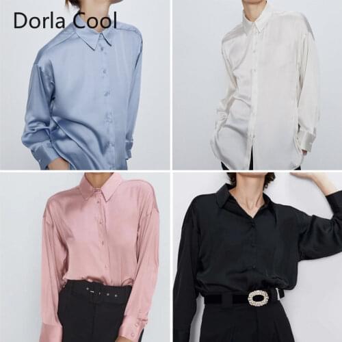 Женские атласные рубашки DORLA COOL China At AliExpress