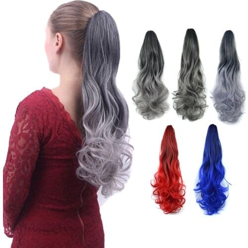 Ombre Claw Clip on Ponytail Hair Extension Synthetic Ponytail Enxtension Hair for Women Ponytail Hair Hairpiece 22 Inches