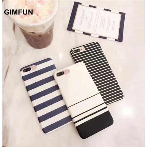 Gimfun Simple Black White Stripe Case Lovers Hard Plastic Case for Iphone 11 11pro Max Xr Xs Max 7 6s 8 Plus Case Back Cover