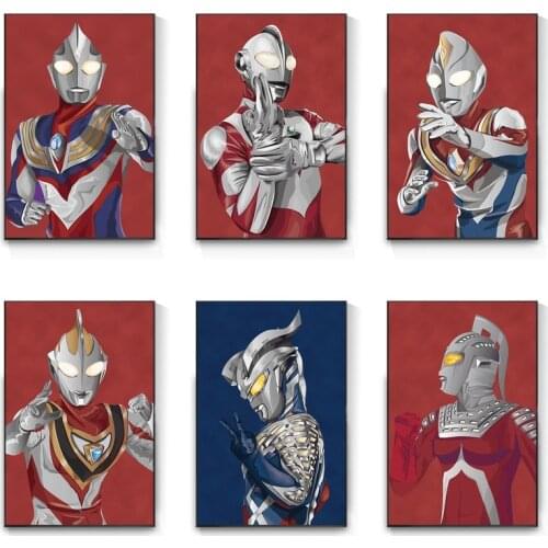 Ultraman Canvas Paintings Cartoon Childrens Room Digateiro Wall Art Posters and Prints Boys Bedroom Home Decoration Murals