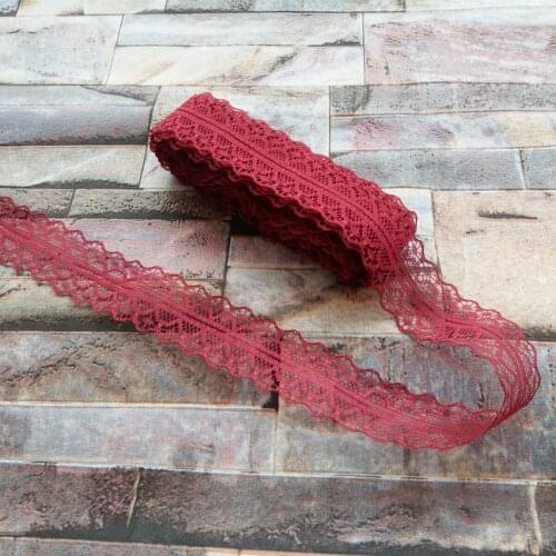 Beautiful Wholesale 10 Yards 28mm Width Wine Red Embroidery Lace Ribbon DIY Jewelry Clothing Accessories For Sewing