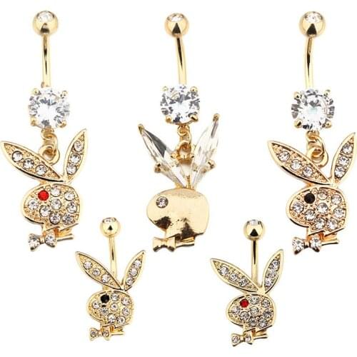 Hot Cute Rabbit Navel Bell Button Rings 316L Surgical Steel Piercing Belly Button Ring Navel Sex Body Jewelry