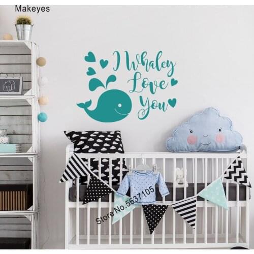 Makeyes Whaley Love You Wall Decals Home Art Design Wall Sticker Baby Kids Bedroom Sea Animals Funny Nursery Decor Vinyl Q699